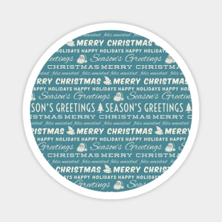 Retro Blue and White Christmas Typography Pattern Magnet